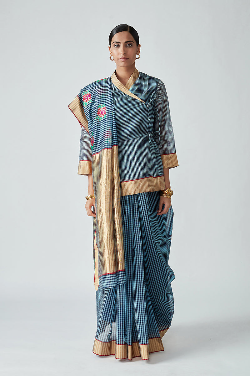 ROSE GINGHAM CHECK SAREE
