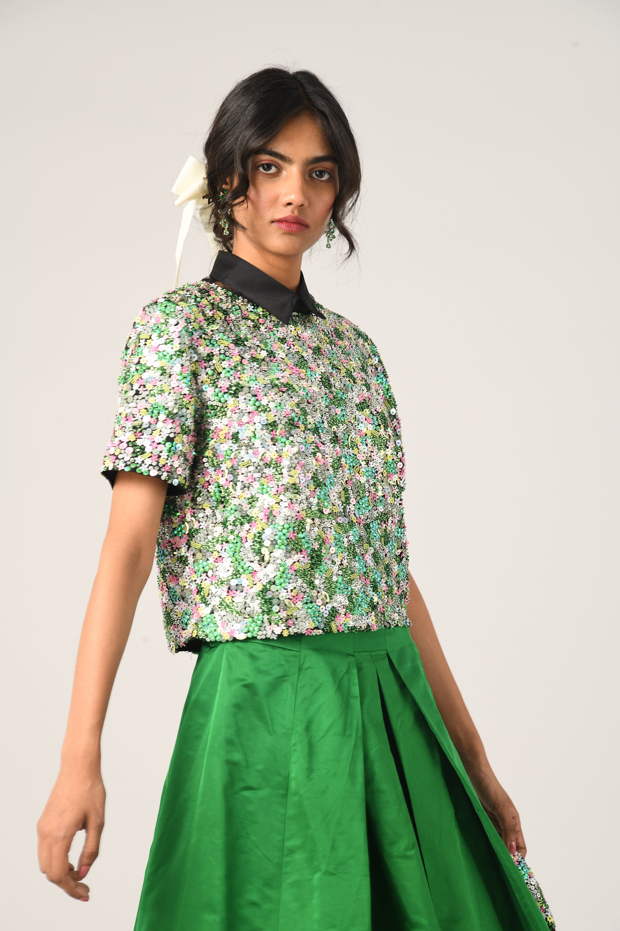 Tiffany Floral Sequin Top