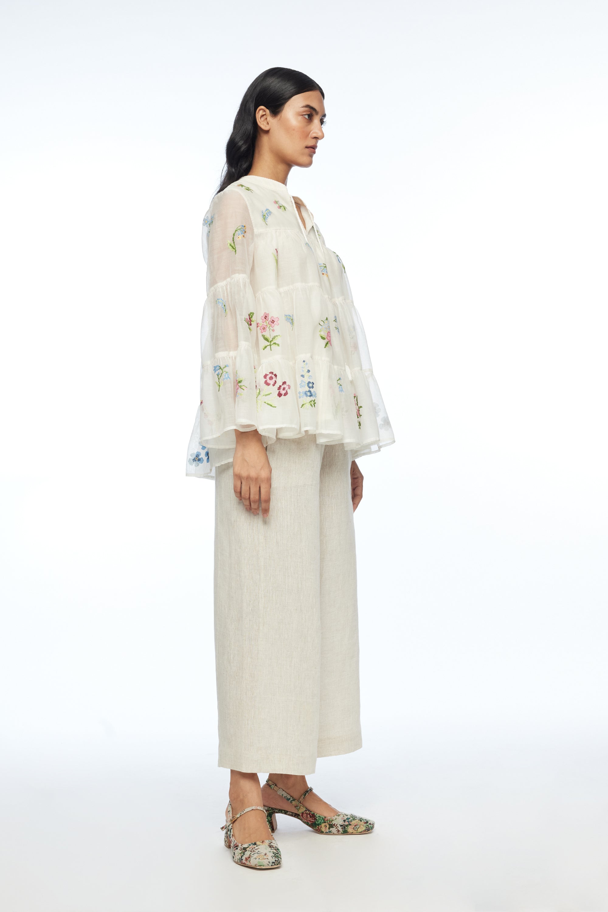 Baccara Tiered Embroidery Top