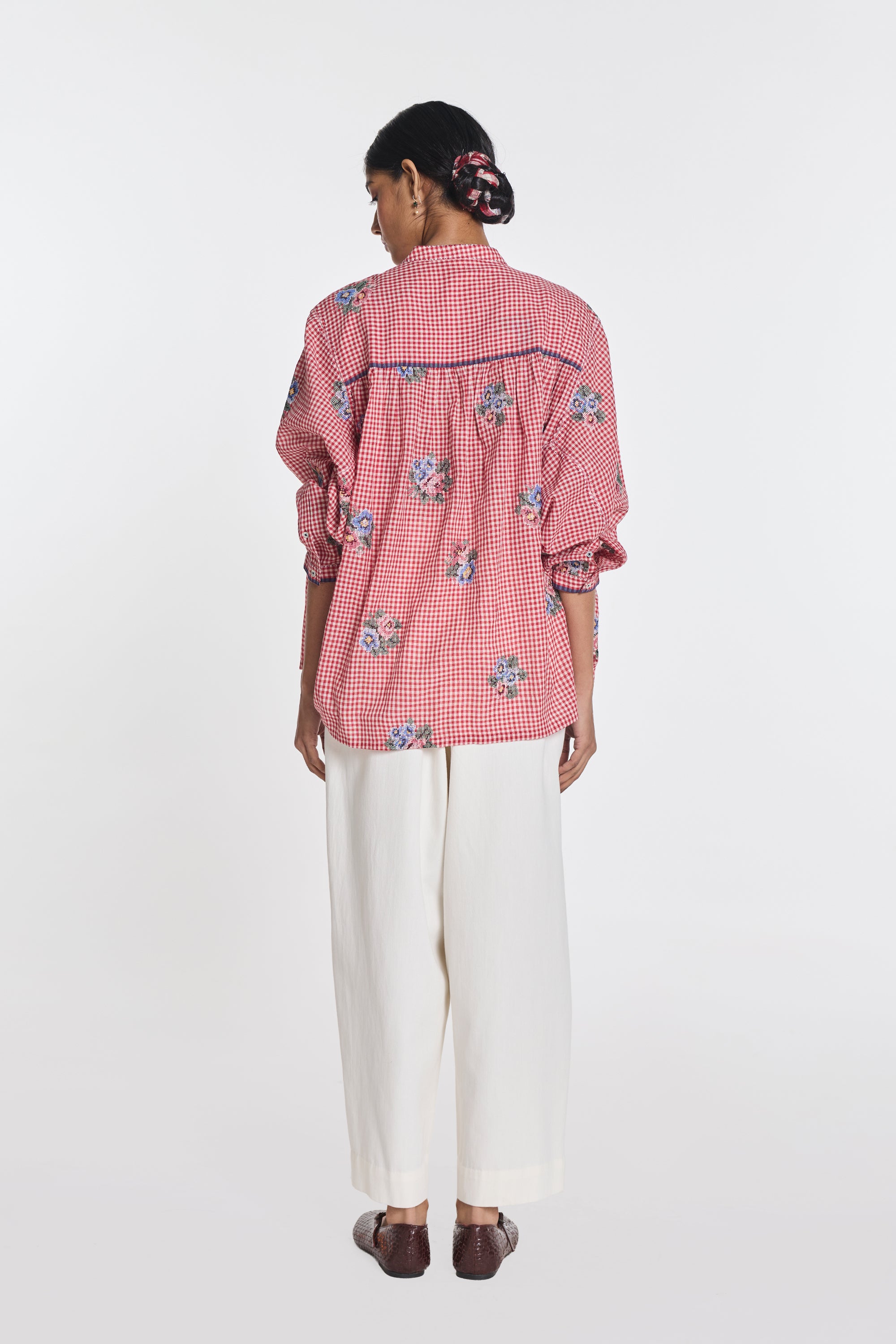 Lisianthus gingham check top
