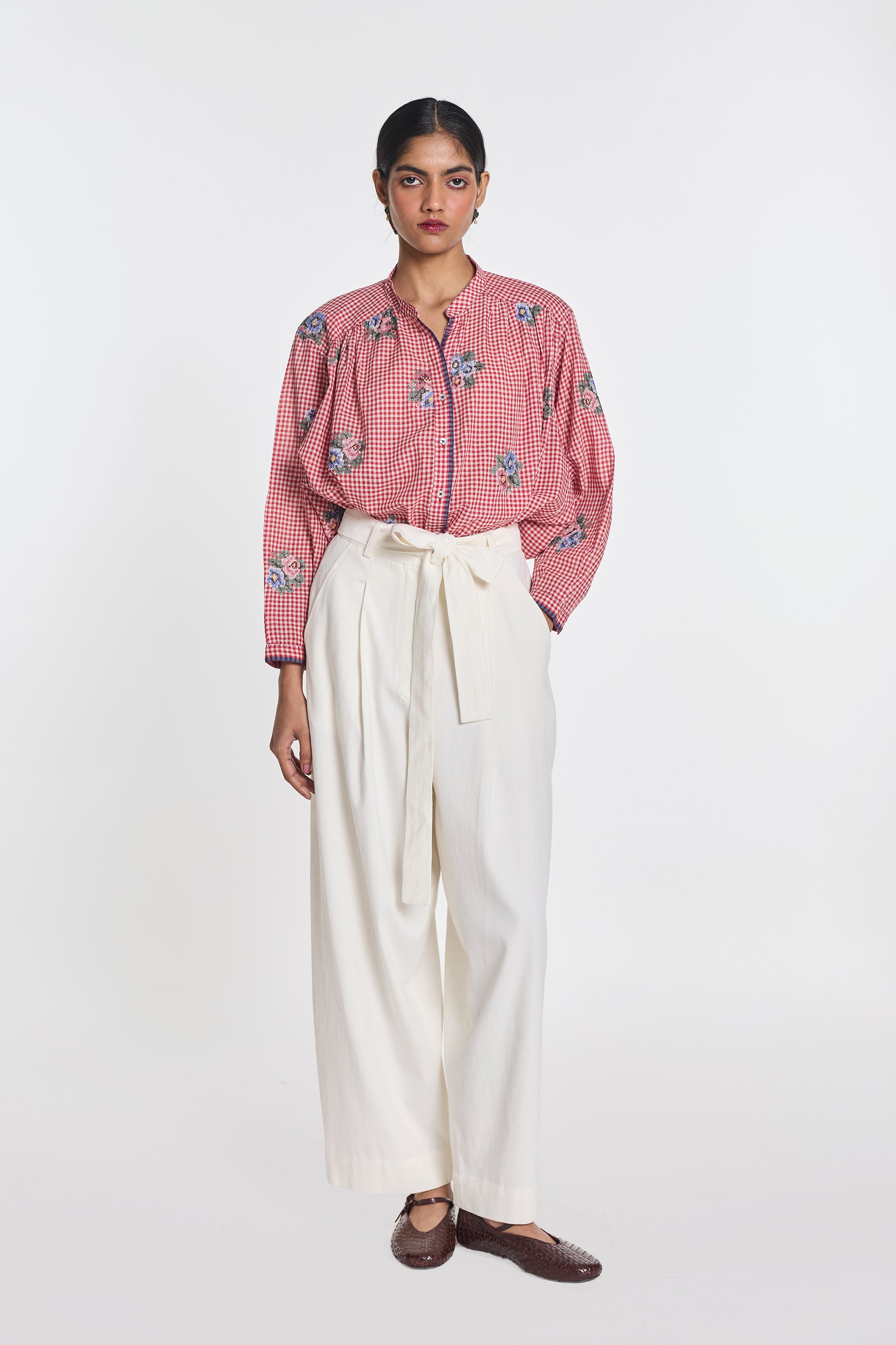 Lisianthus gingham check top