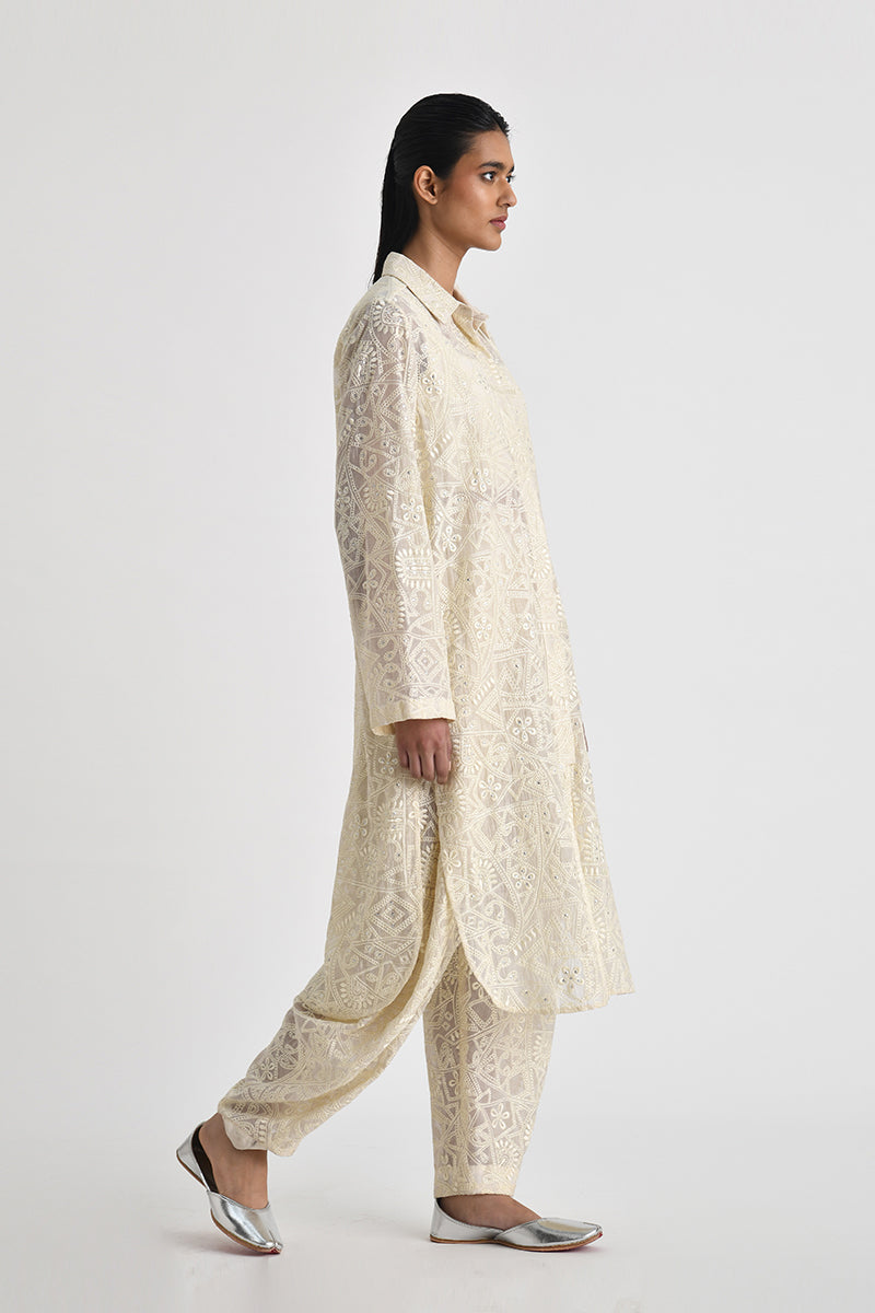 Petra Embroidered Cowl Pants