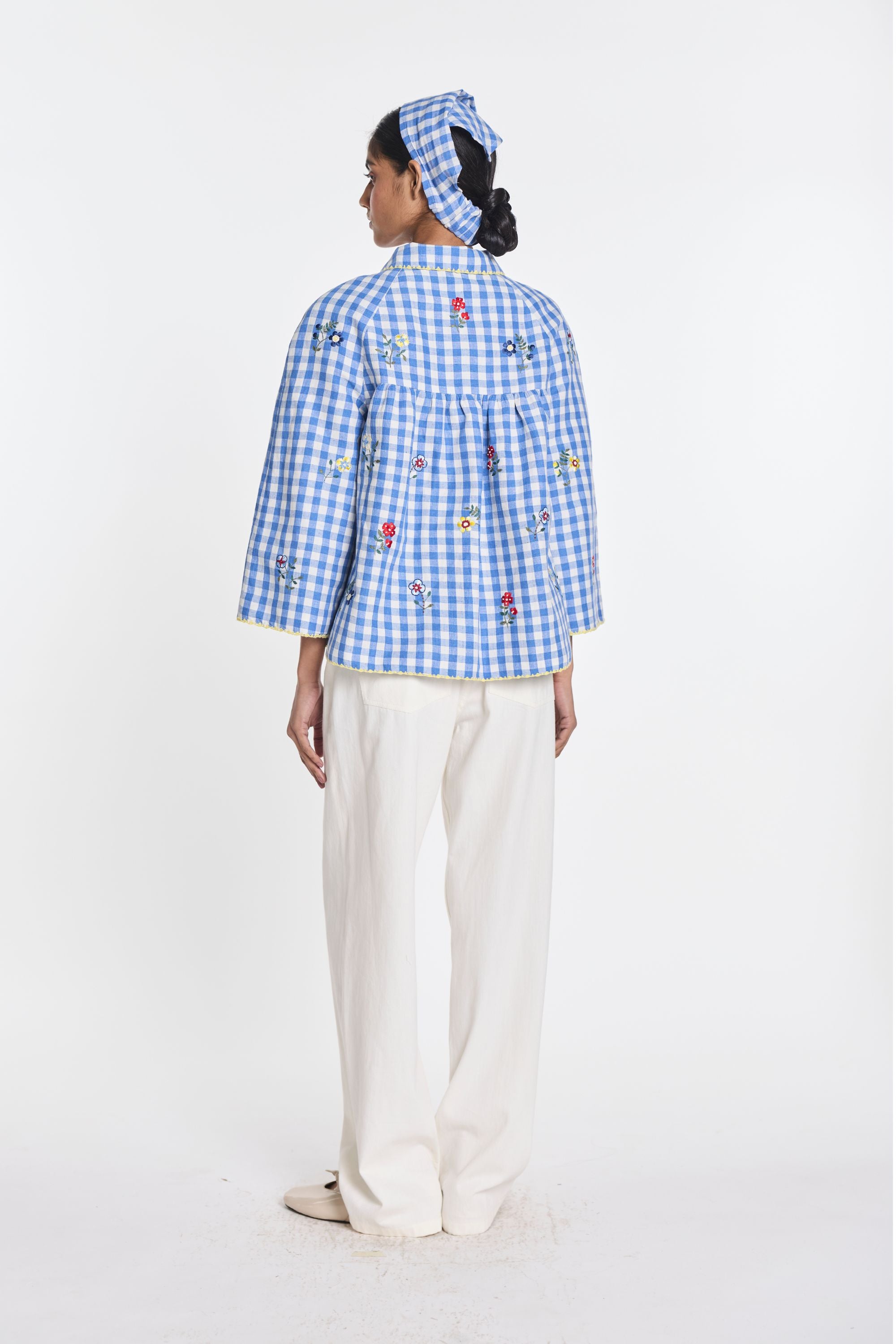 Baptisia Gingham Double-Breasted Jacket