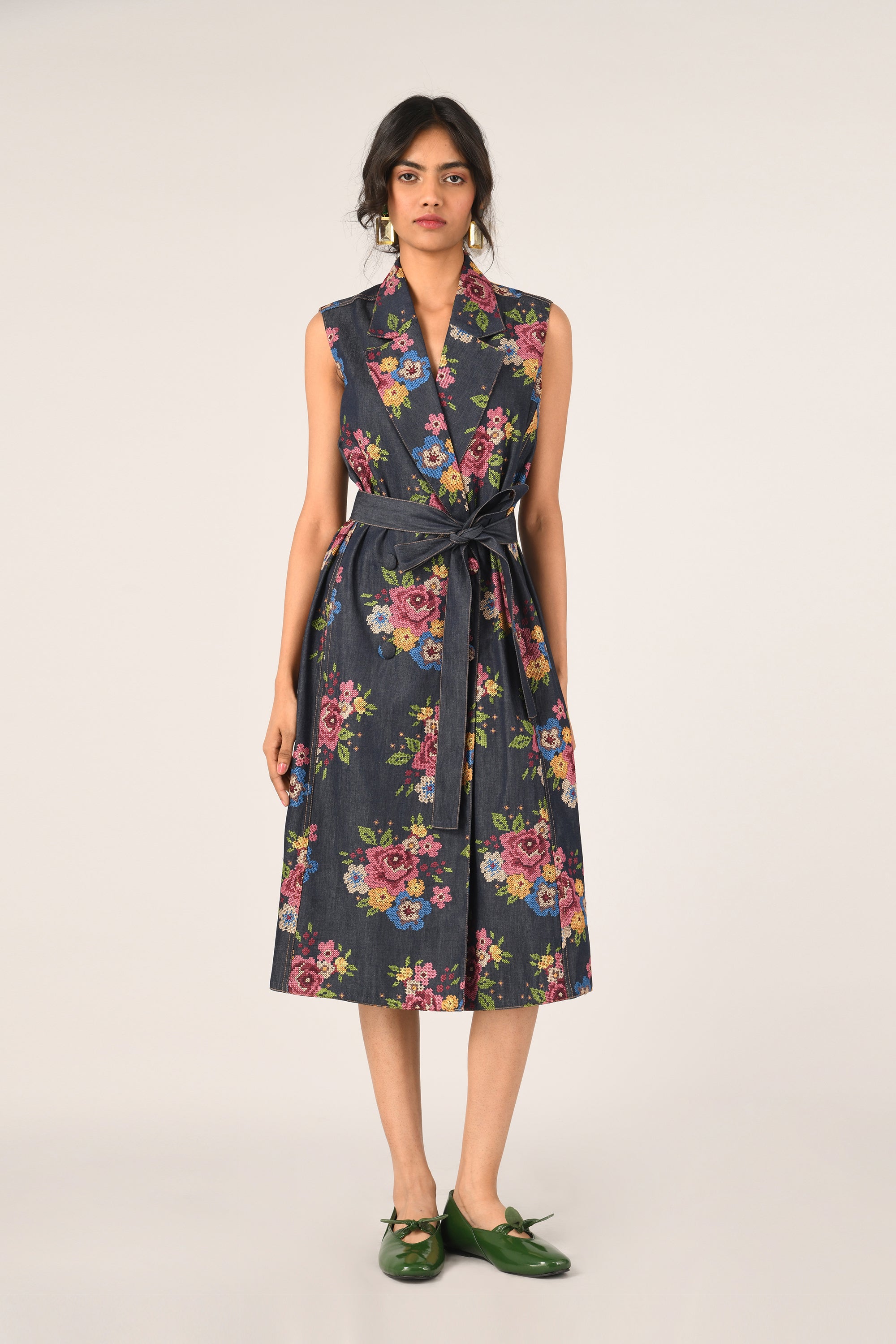 Villosa Embroidered Belted Dress