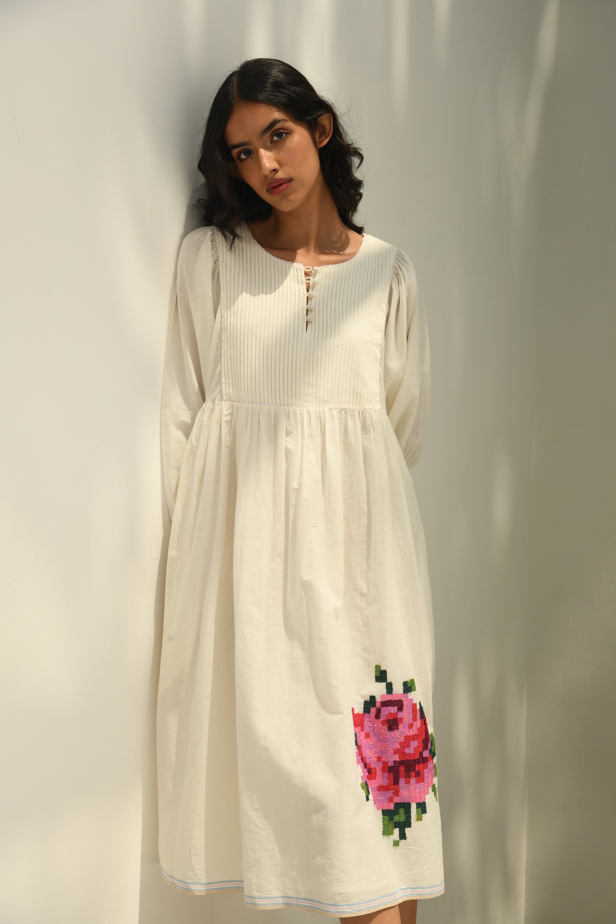 Atlantica Yoke Pleated Dress