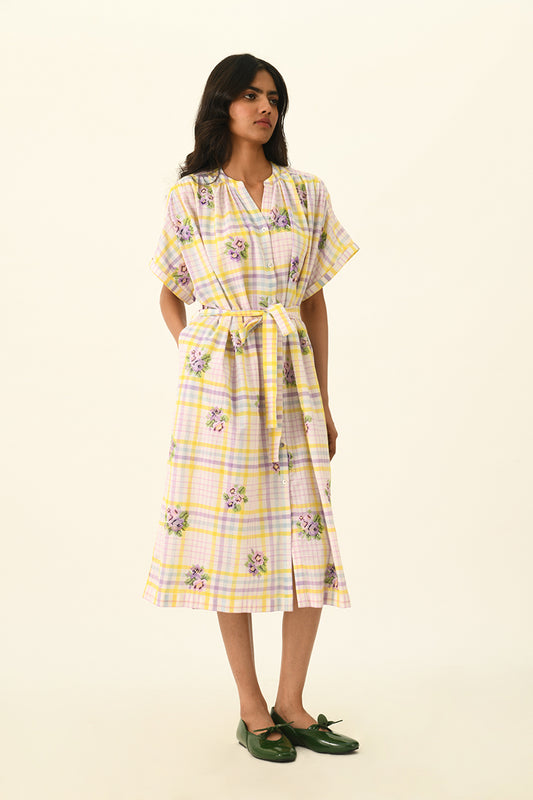 Koreana Check Belted Dress