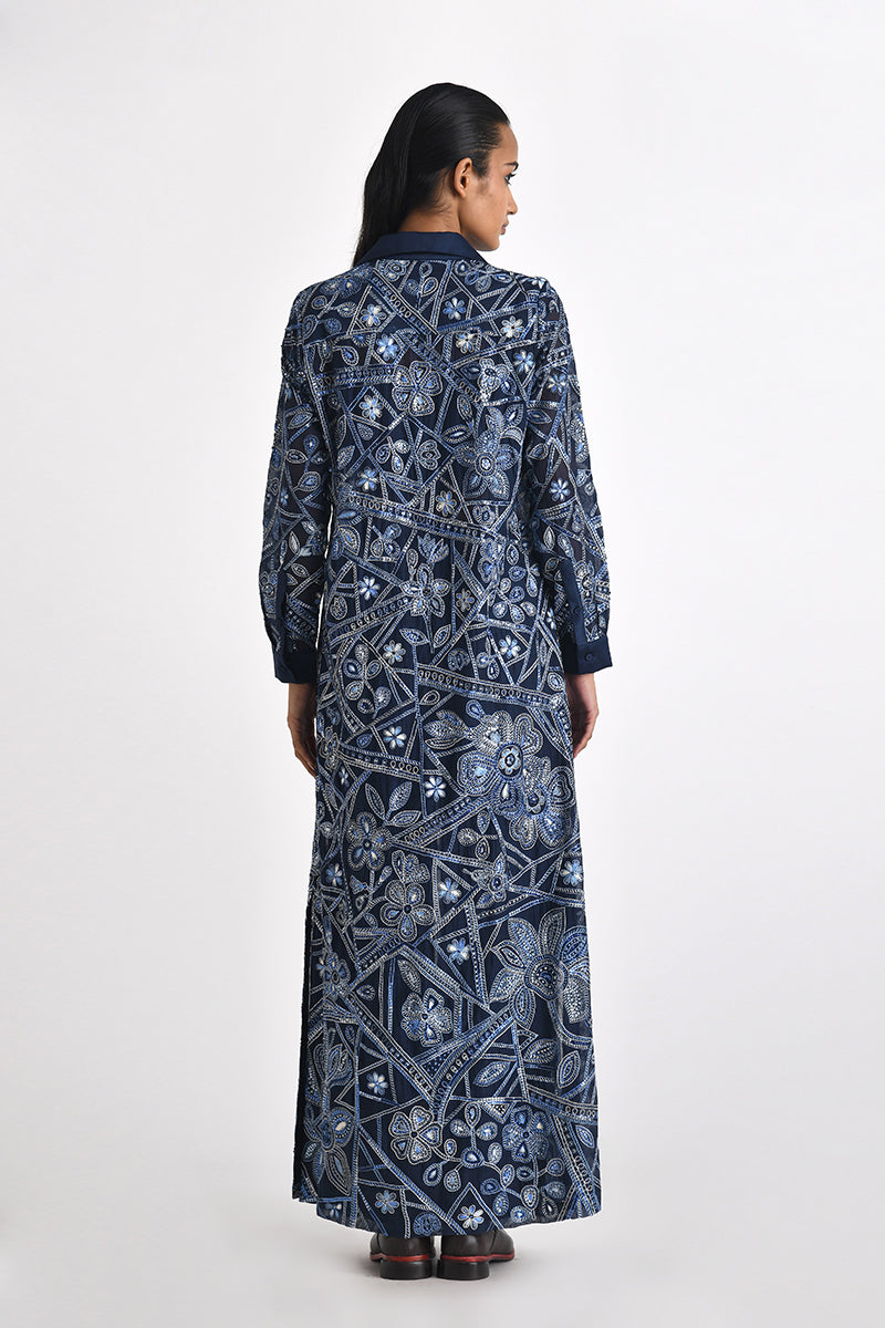 Otillie Embroidered Overlay Shirt Dress