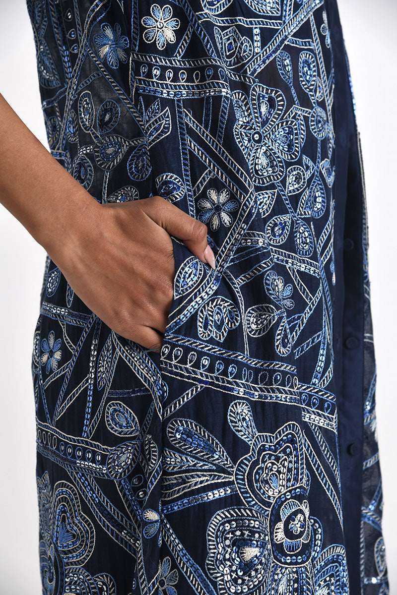 Otillie Embroidered Overlay Shirt Dress