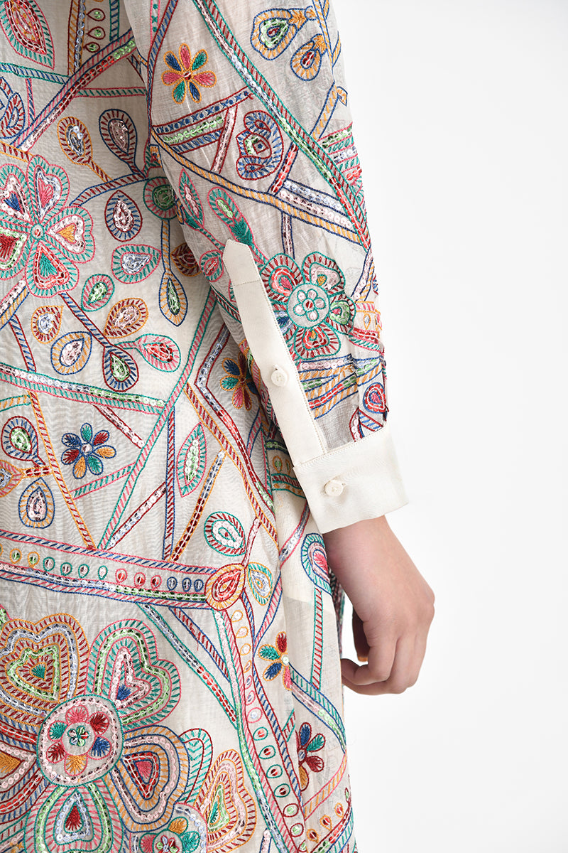 Otillie Embroidered Overlay
Shirt Dress