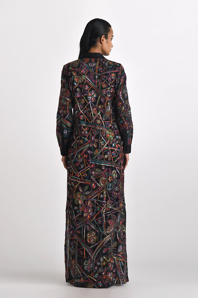 Otillie Embroidered Overlay Shirt Dress