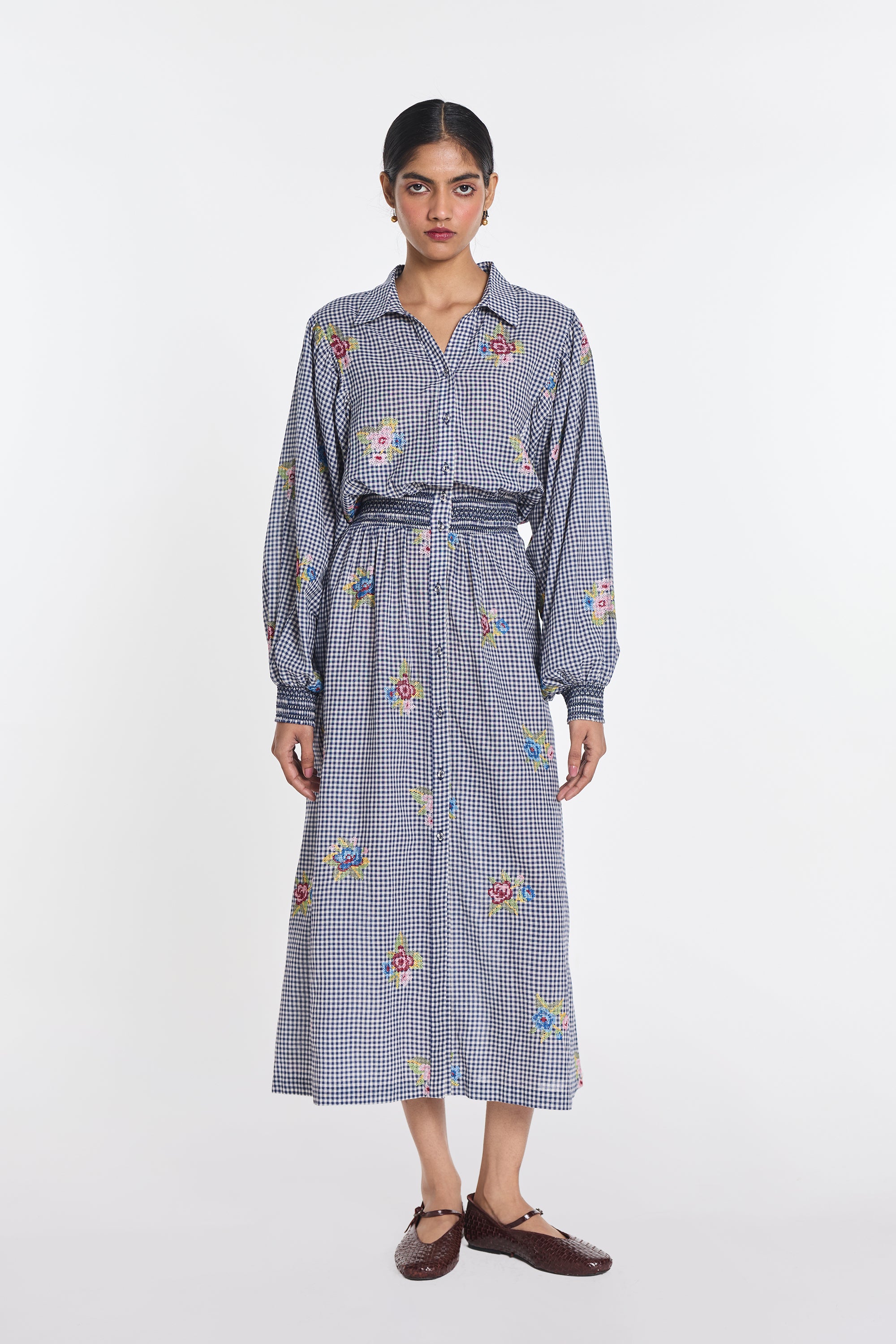 Delphinium embroidered dress