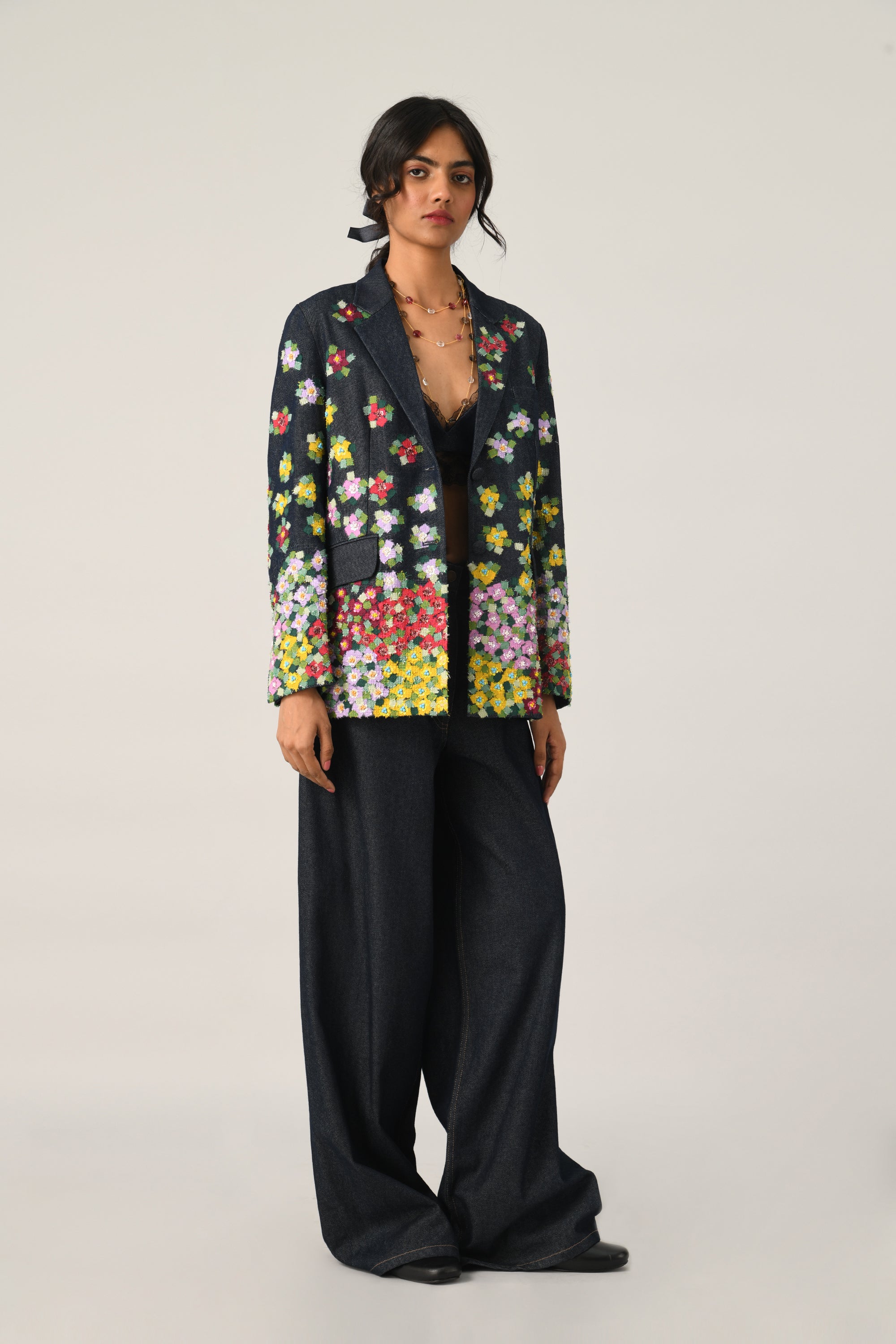 Sogdiana Embroidered Two-Button Jacket