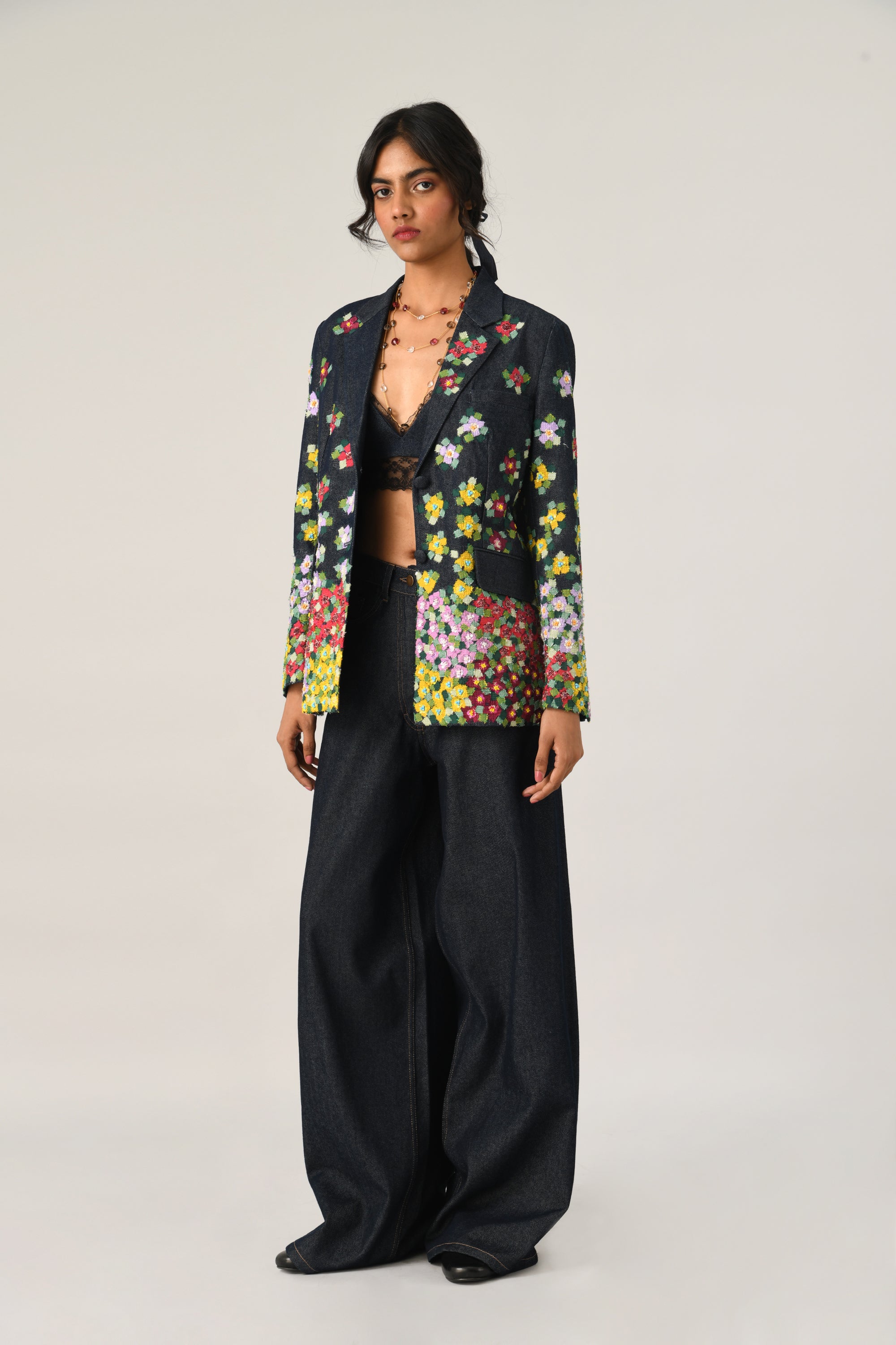 Sogdiana Embroidered Two-Button Jacket