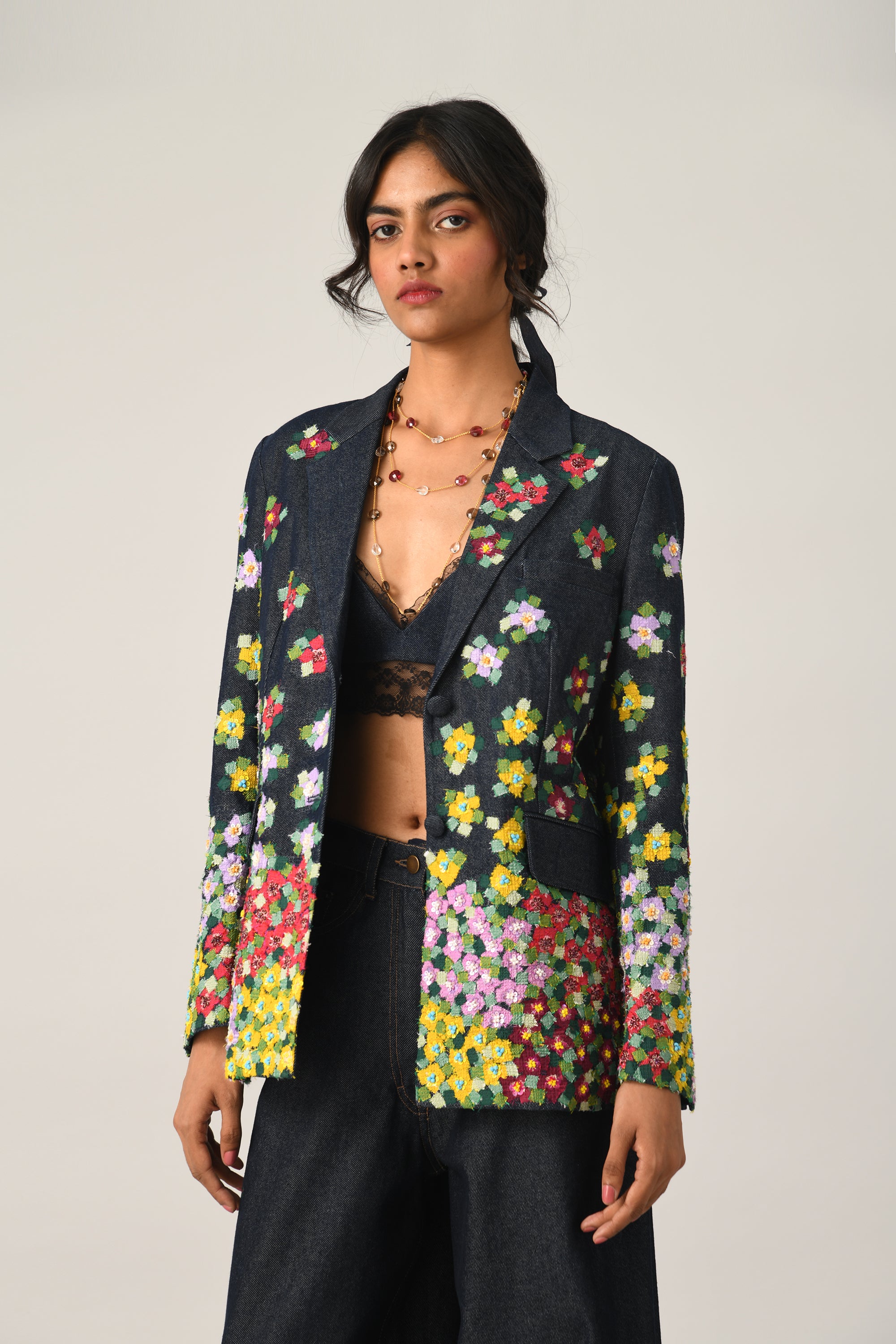 Sogdiana Embroidered Two-Button Jacket