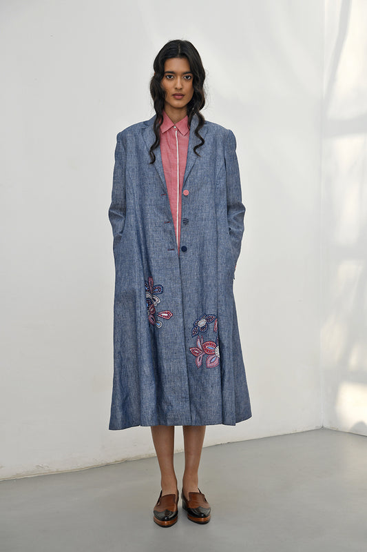 CLAUDE FRONT OPEN CHAMBREY JACKET