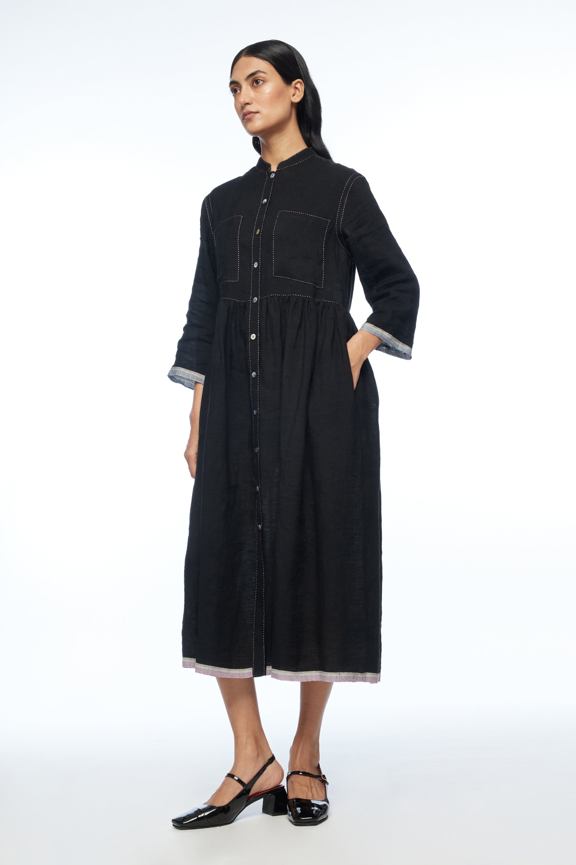 Atlantica Yoke Pleated Dress