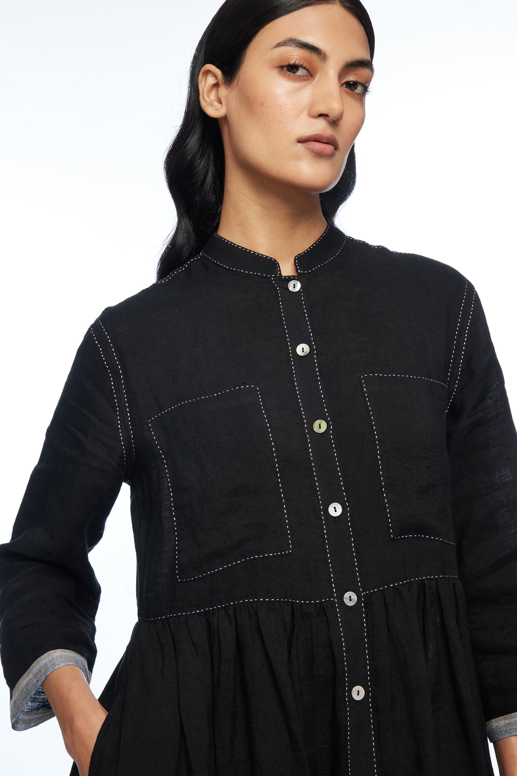 Atlantica Yoke Pleated Dress