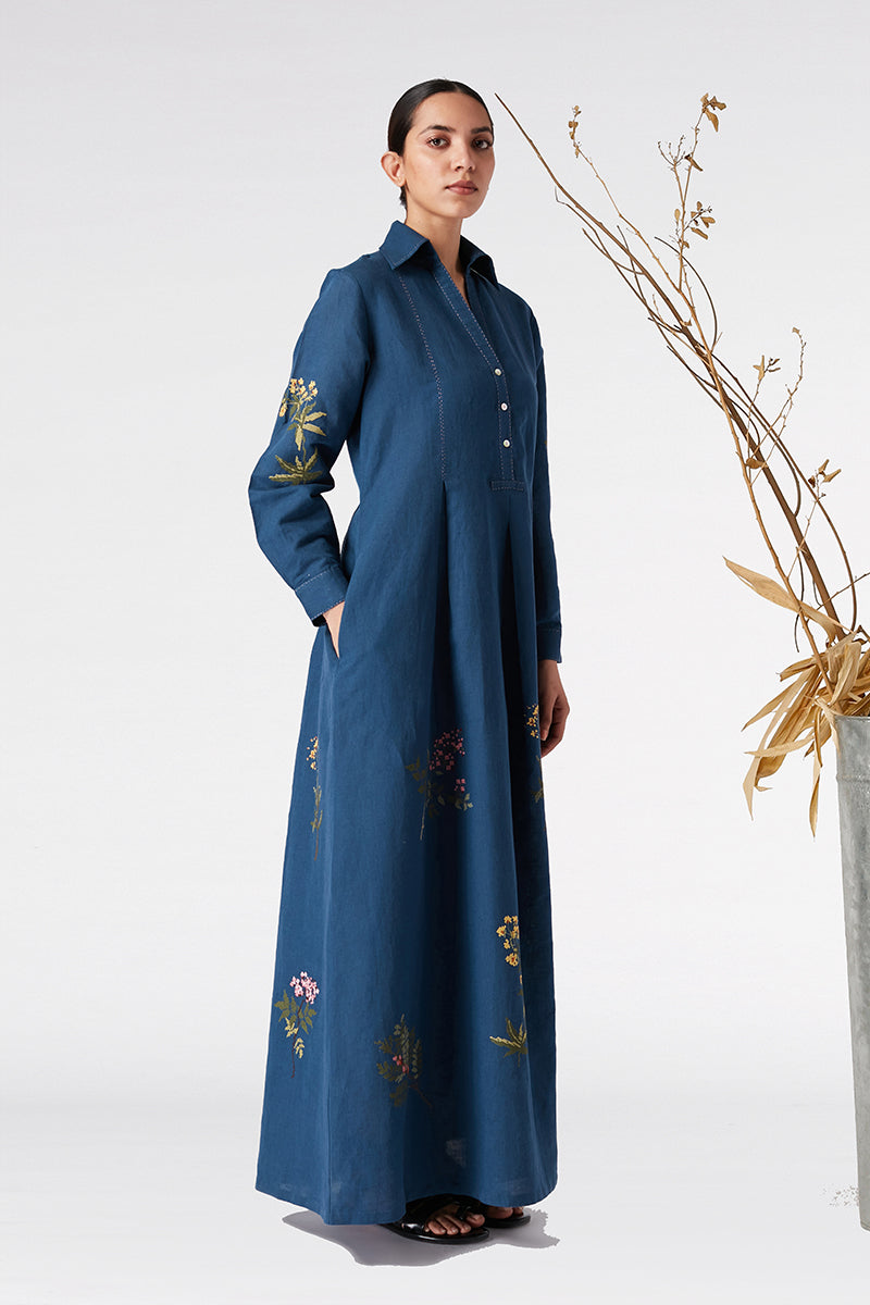OAK COLLARED TWIG EMBROIDERED DRESS