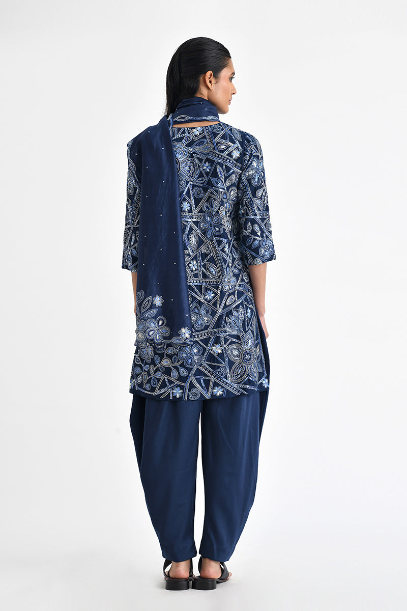 Caroline Embroidered Tunic Set With Scarf