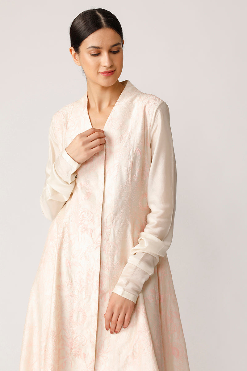 Embroidered front open jacket