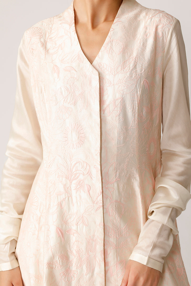 Embroidered front open jacket