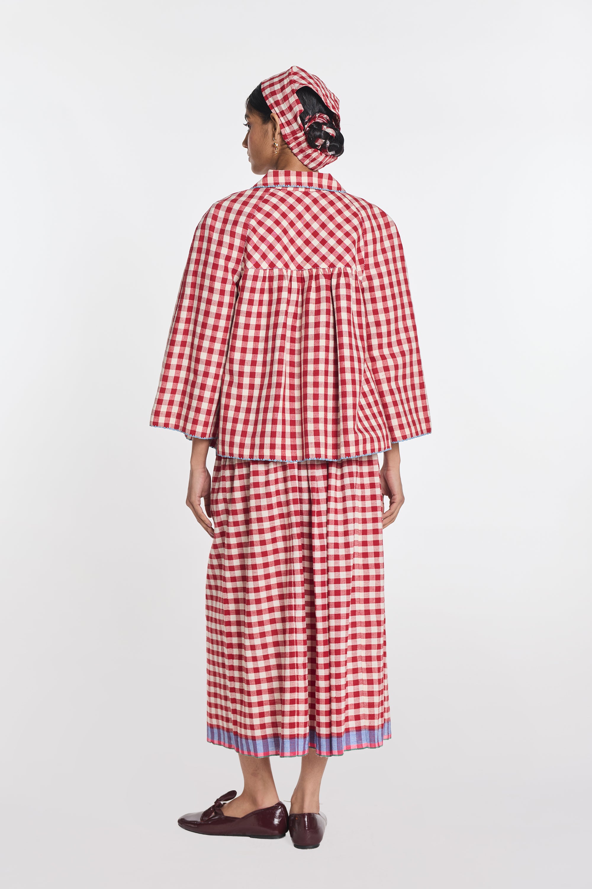 Baptisia Gingham Double-Breasted Jacket