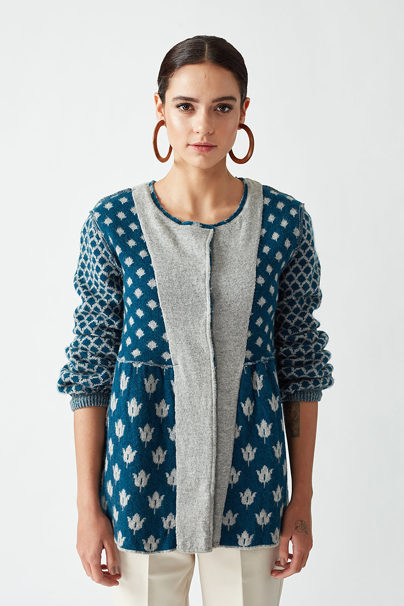 ROUND NECK GEOMETRIC JACKET