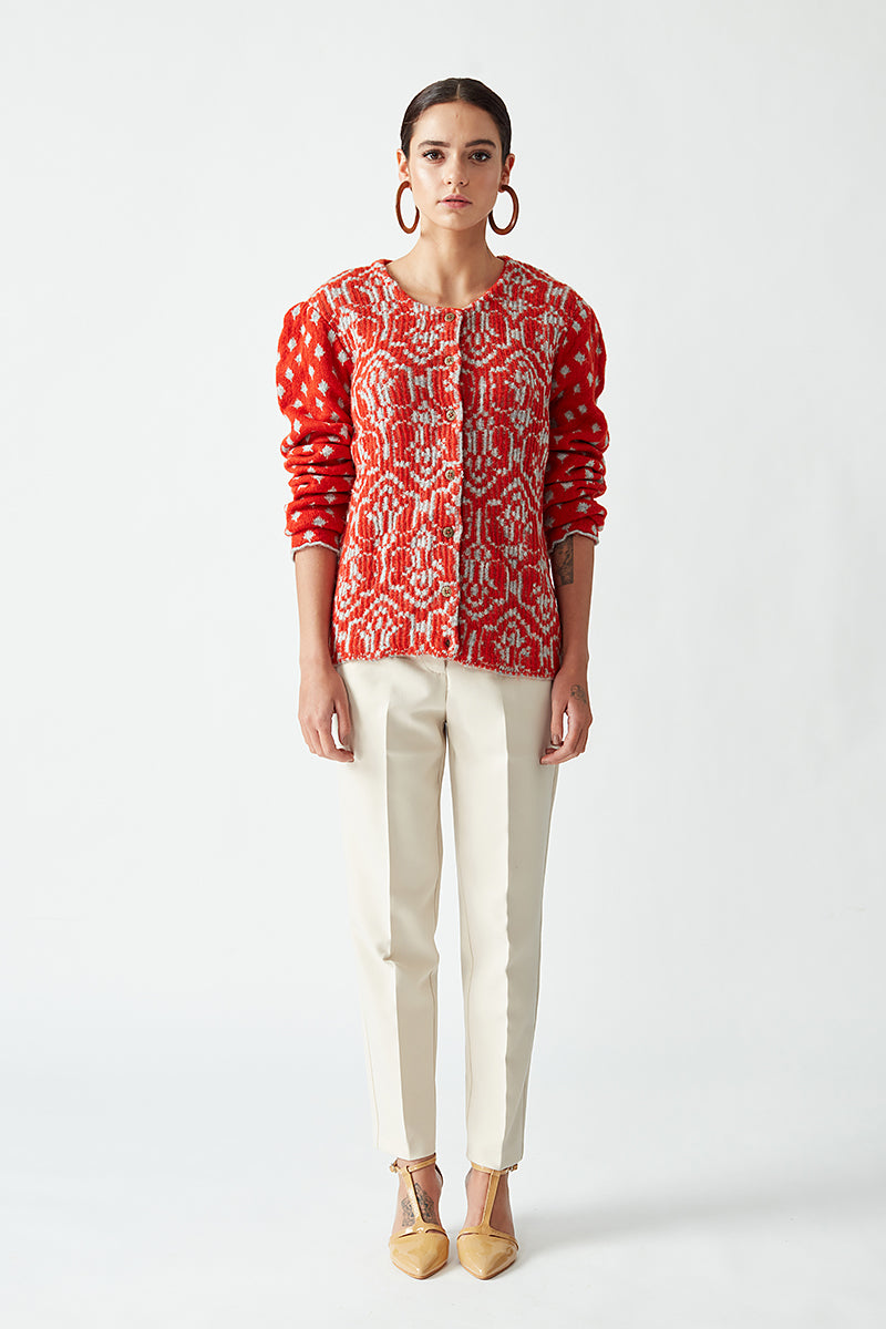 ROUND NECK GEOMETRIC JACKET