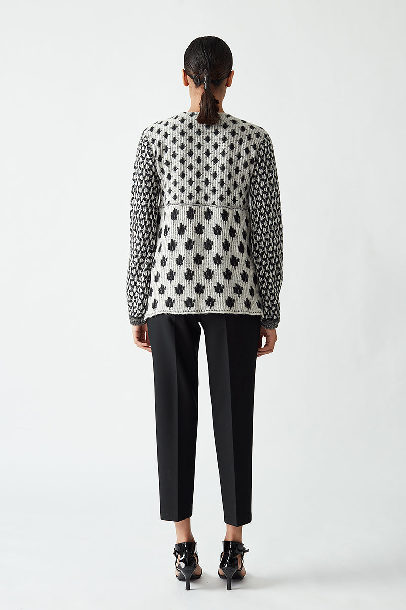 ROUND NECK GEOMETRIC JACKET