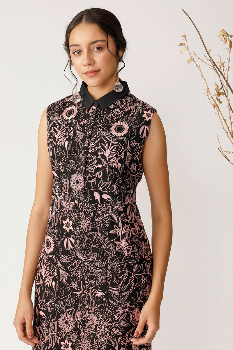 Embroidered Midi Dress