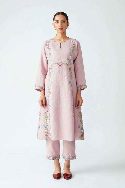 VIBURNUM EMBROIDERED KURTA WITH PANT SET (2PCS)