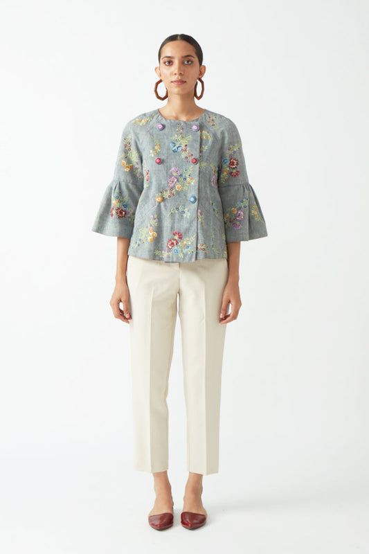 ERANTHIS EMBROIDERED JACKET WITH PEPLUM SLEEVES