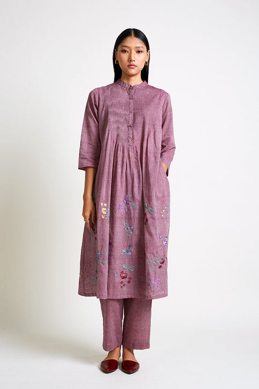 PETUNIA EMBROIDERED KURTA PANT SET (2PCS)