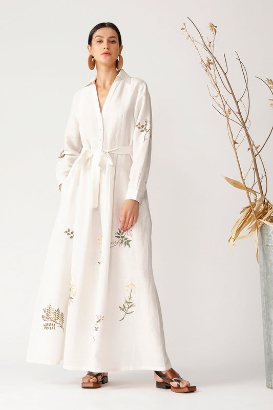 OAK COLLARED TWIG EMBROIDERED DRESS