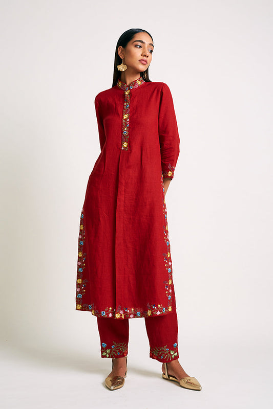 BILLBERGIA EMBROIDERED KURTA PANT SET (2PCS)