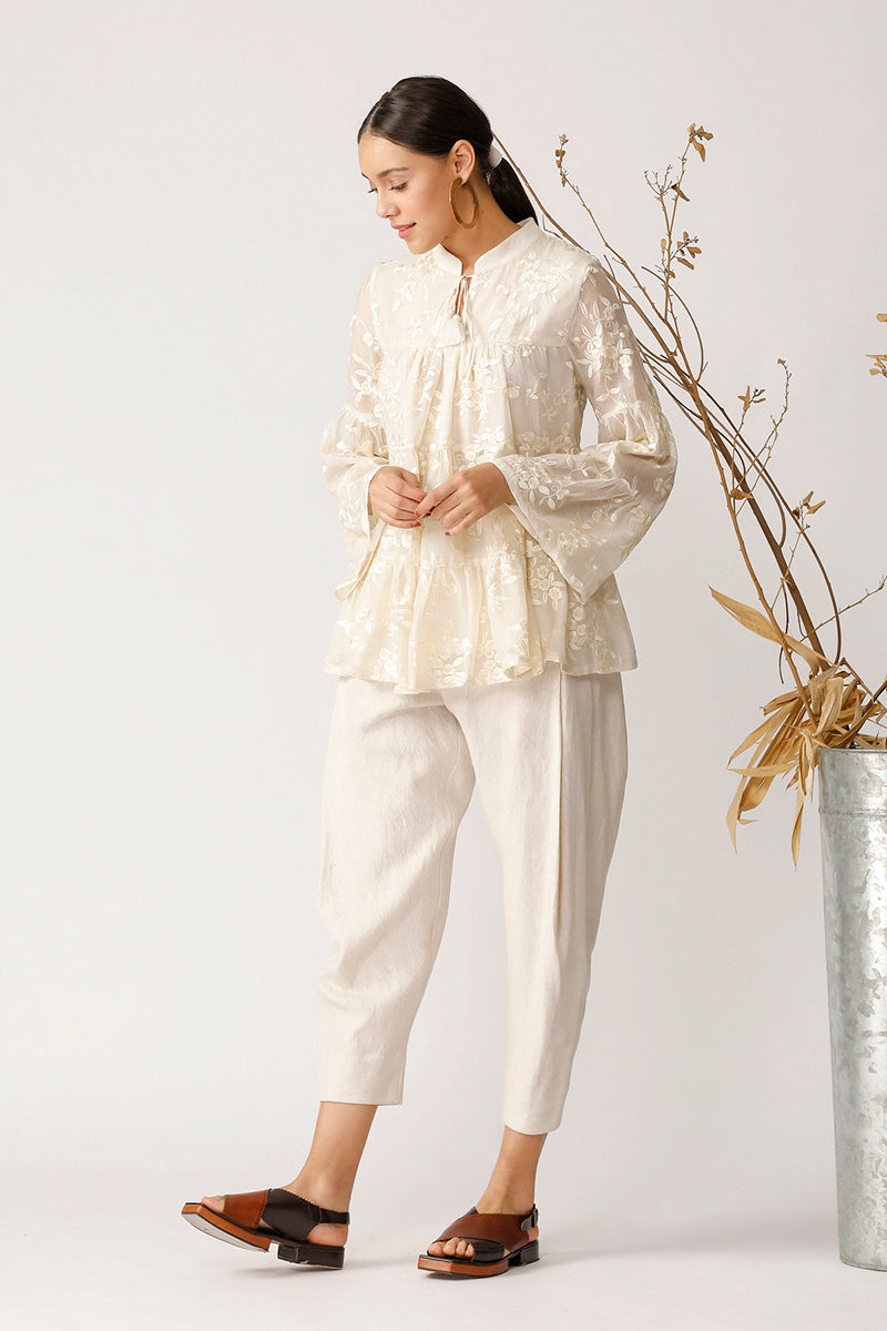 LORA TONAL EMBROIDERED TOP