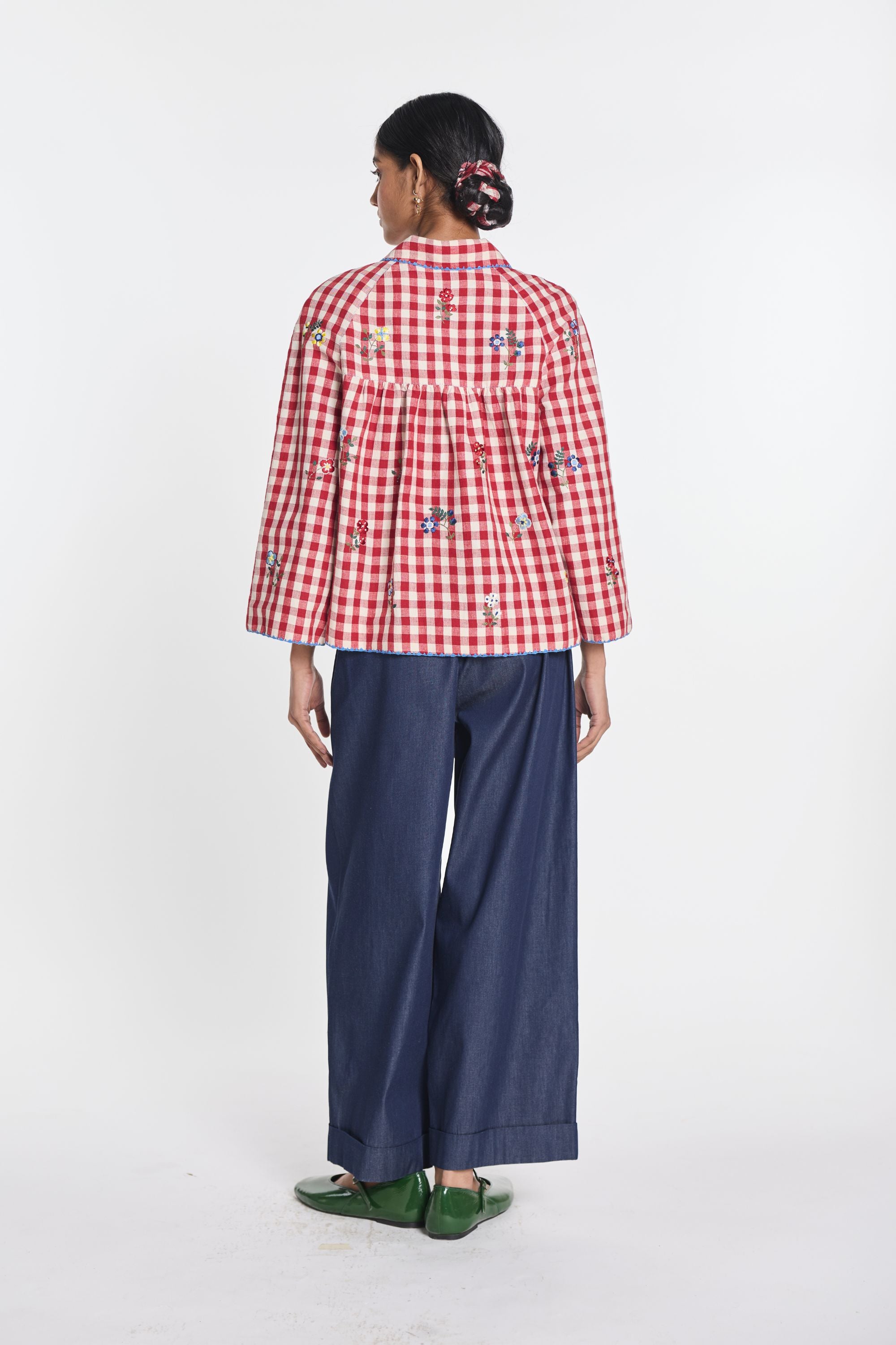 Baptisia Gingham Double-Breasted Jacket