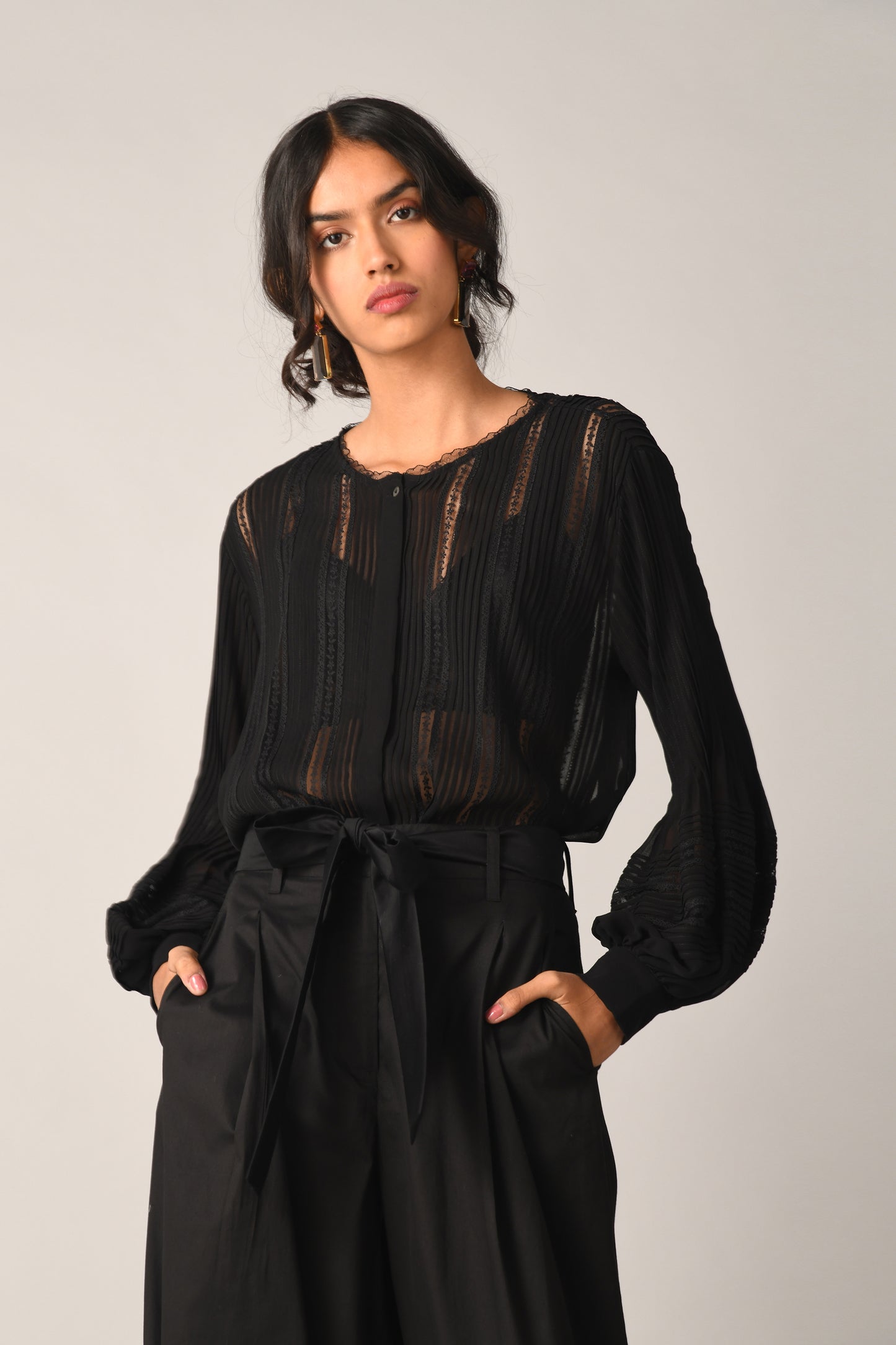 BOSCOBEL FRONT OPEN LACE TOP