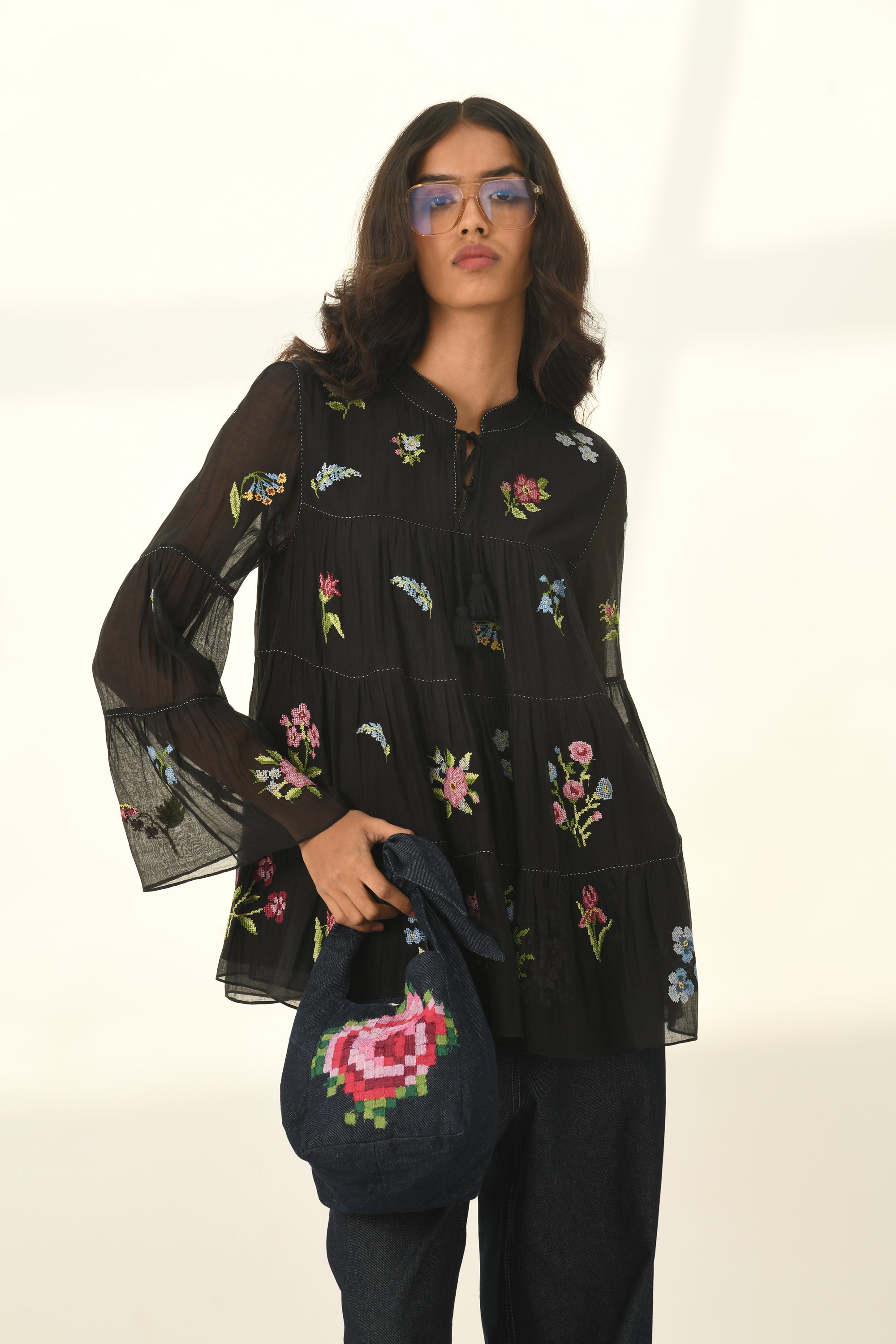 Baccara Tiered Embroidery Top
