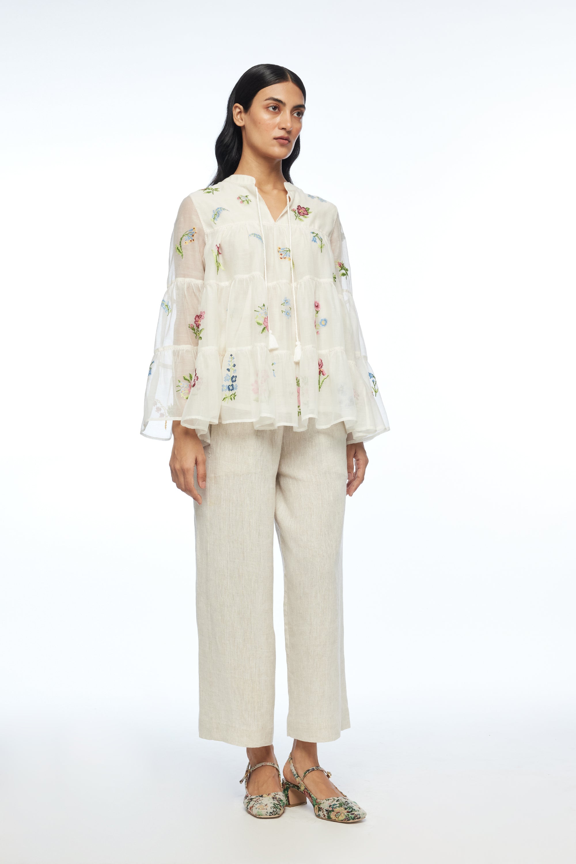 Baccara Tiered Embroidery Top