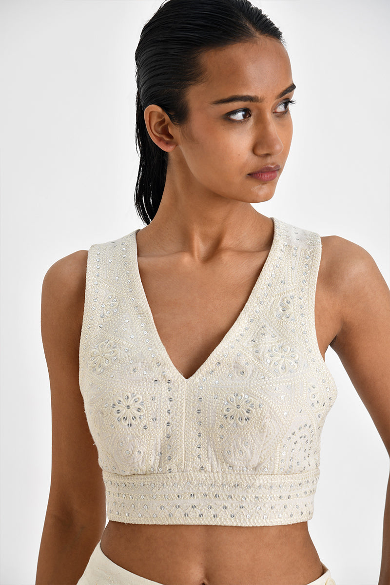 MYRSINA EMBROIDERED TOP