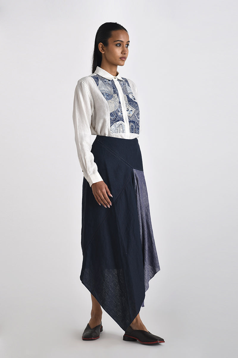 AGIOI EMBROIDERED YOKE SHIRT