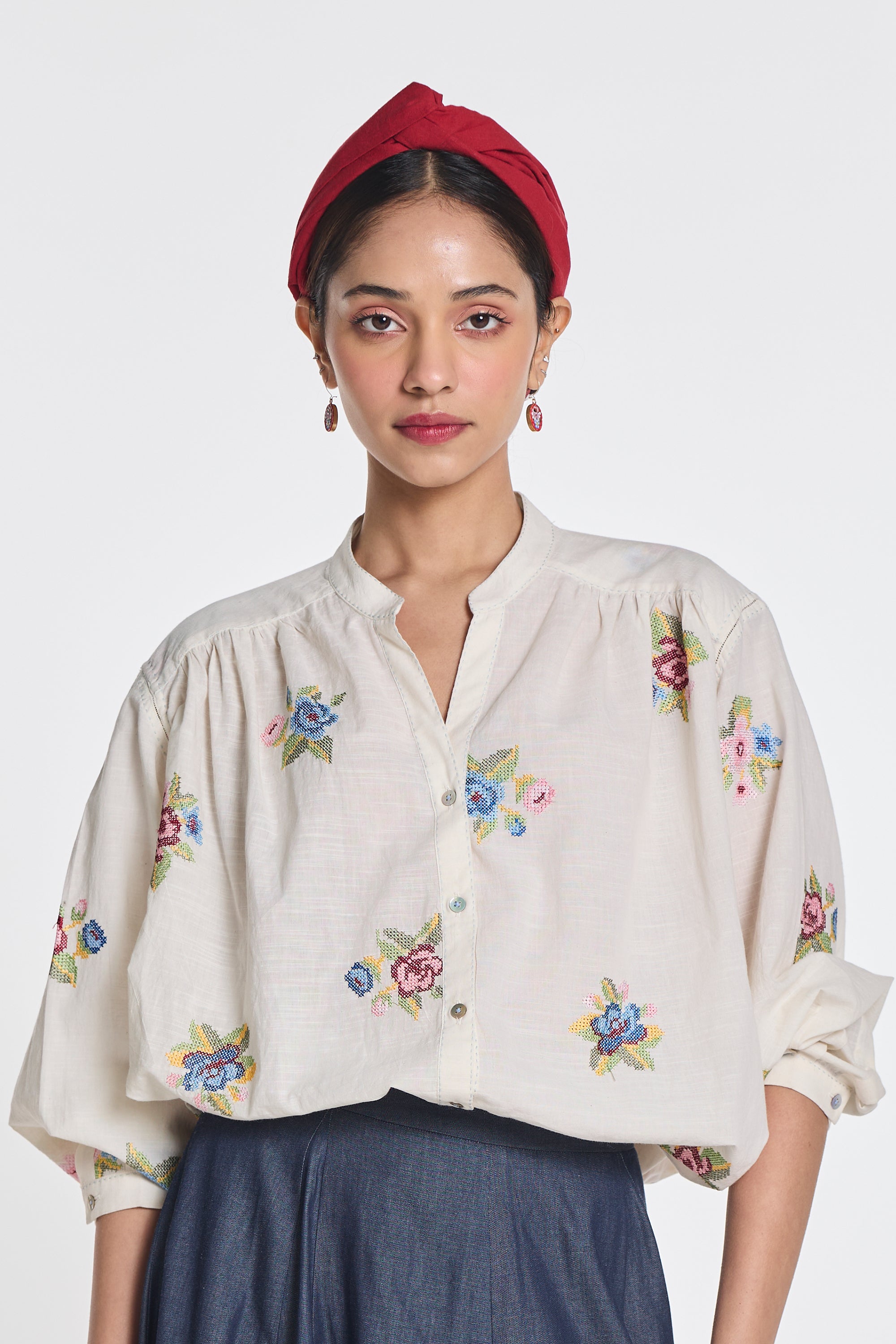 Lisianthus gingham check top