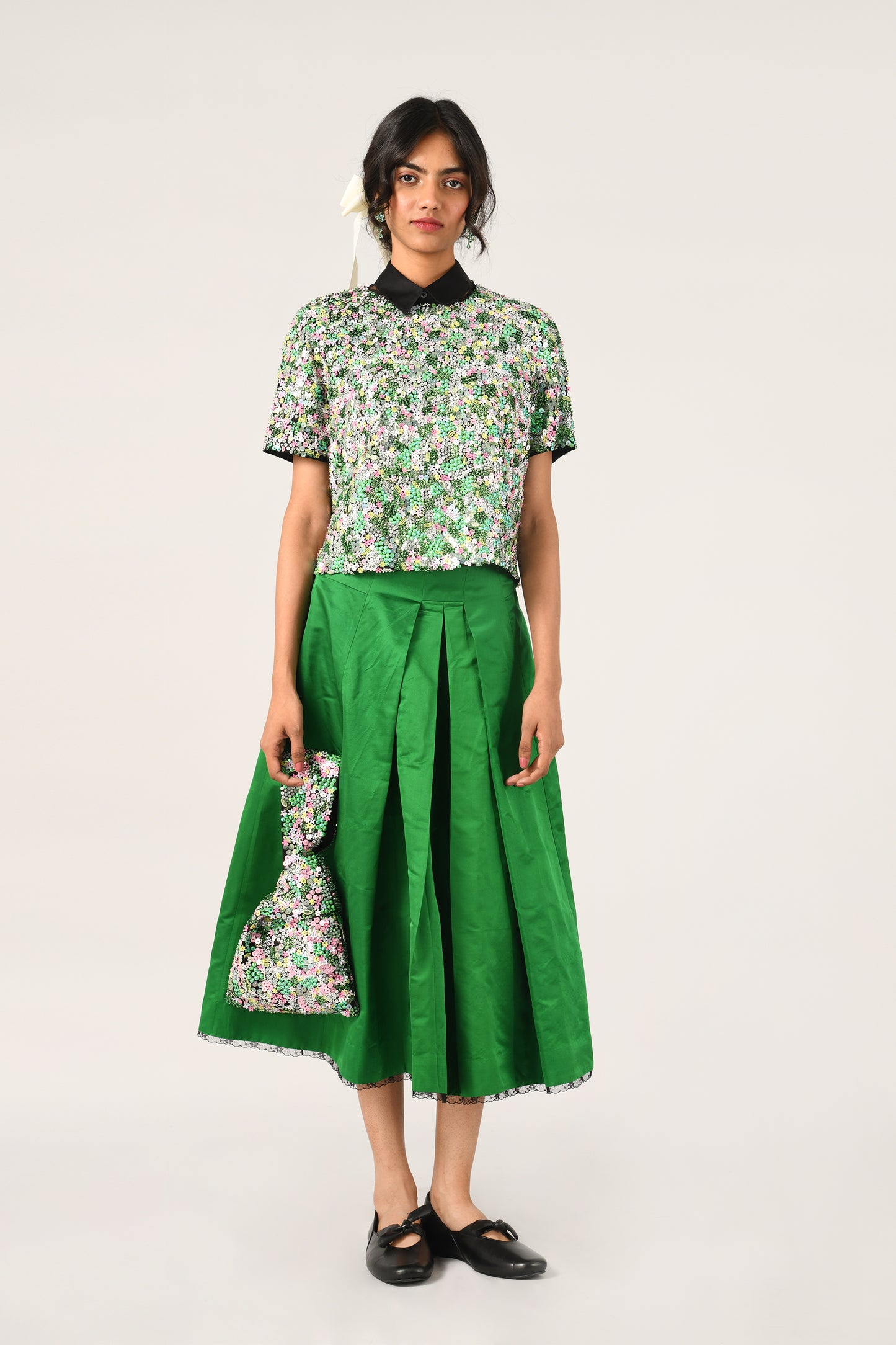 TIFFANY FLORAL SEQUIN TOP