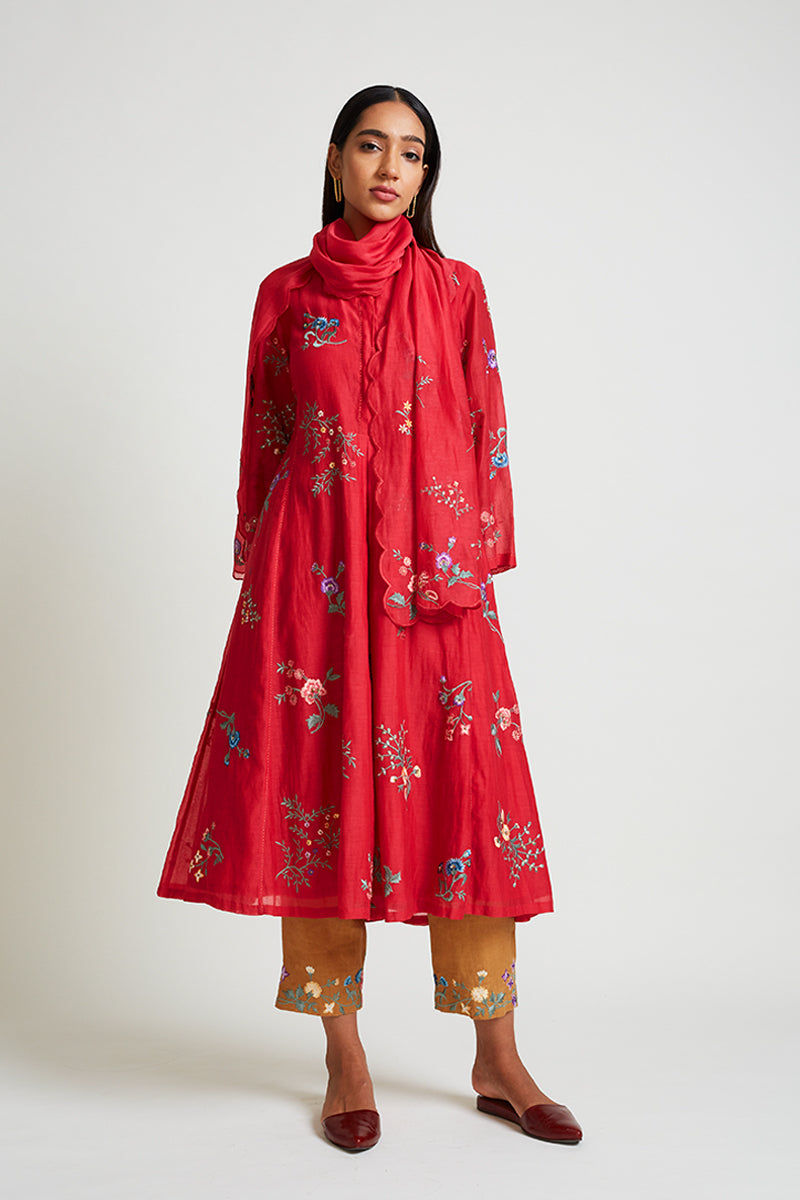 Camellia Embroidered Scarf