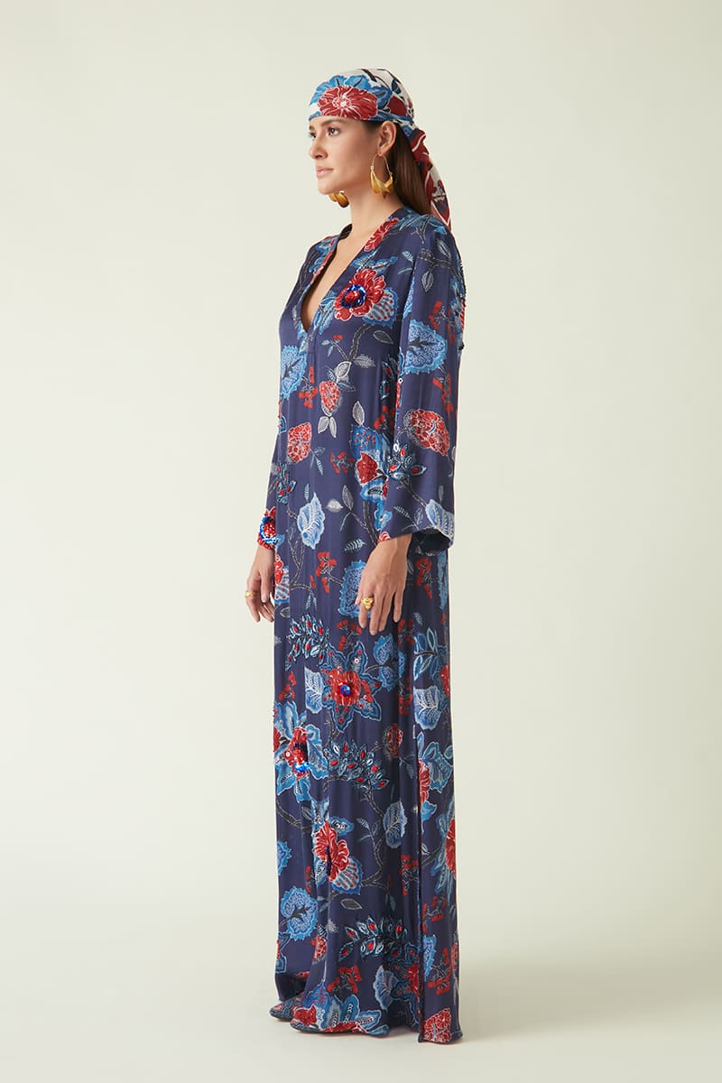 Rinca Printed Kaftan with Embroidery