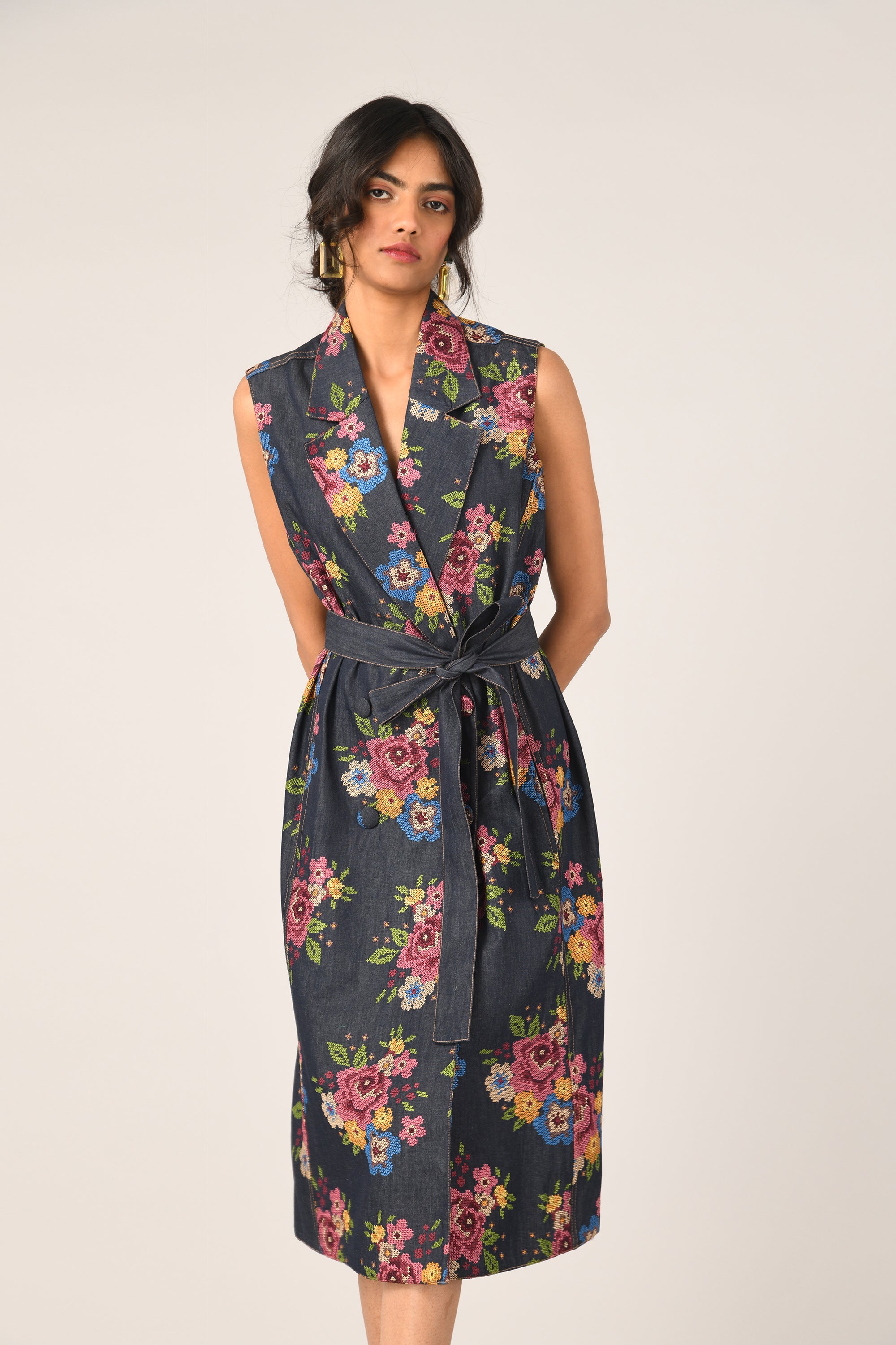 Villosa Embroidered Belted Dress