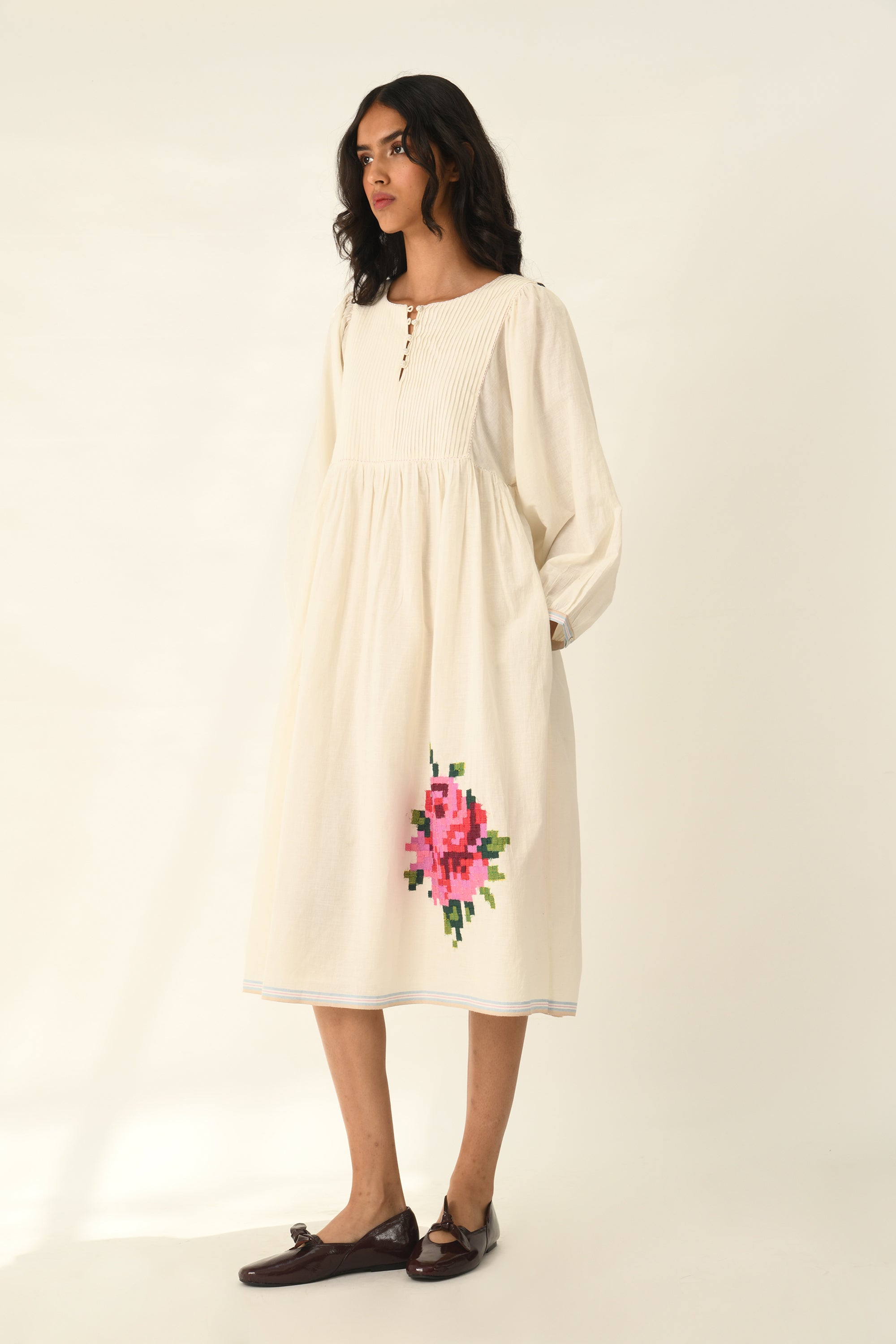 Atlantica Yoke Pleated Dress