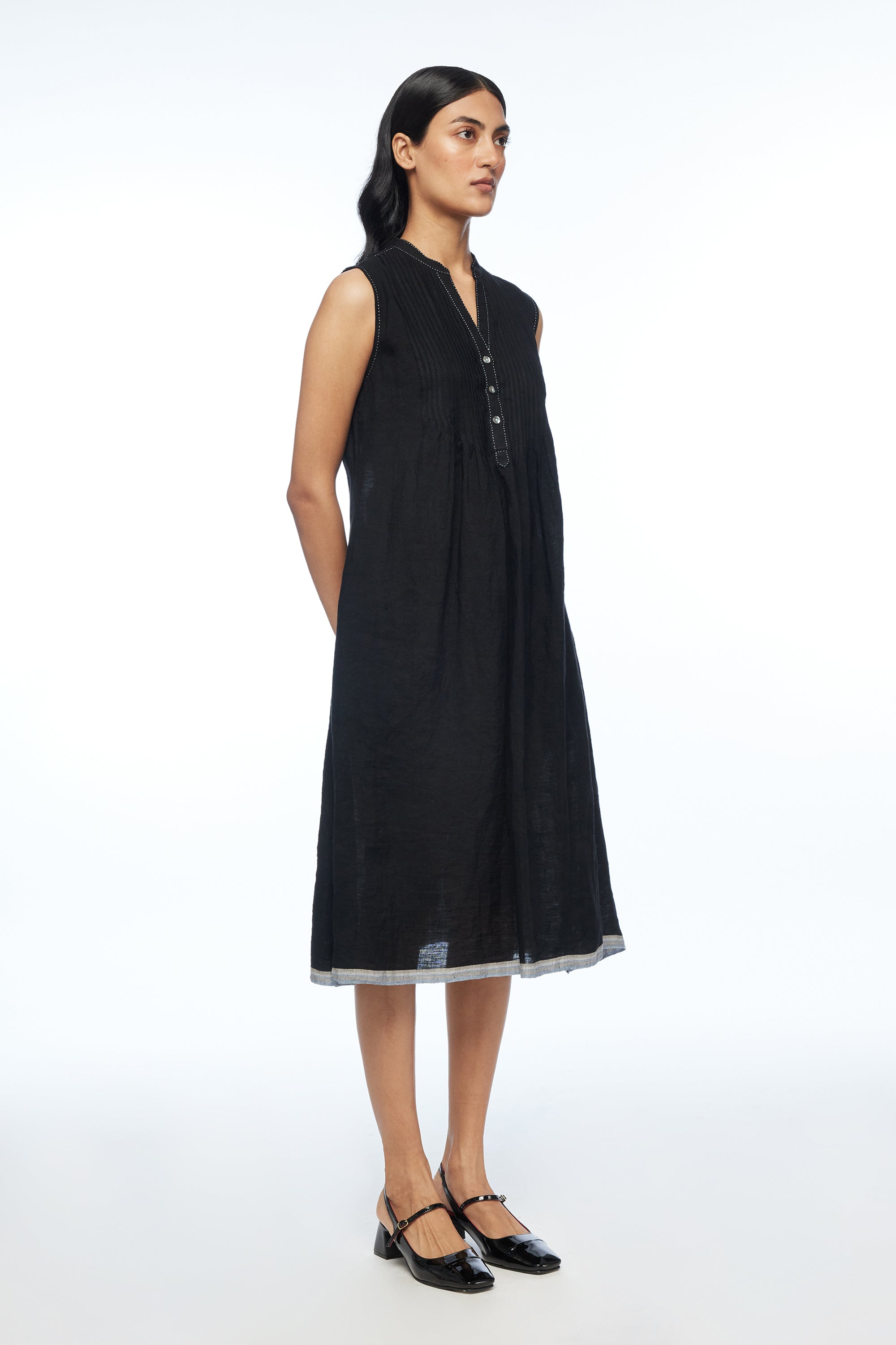 Cymosa Yoke Pleated Dress