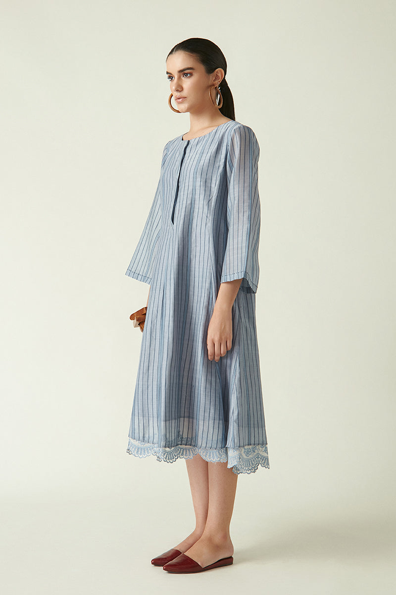 ASHETON BOX PLEATED DRESS WITH SLIP (2PCS)